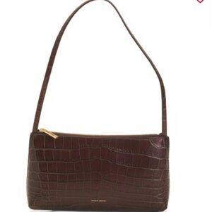 Mansur Gavriel Croc Chocolate Leather Gaia Shoulder Bag Italy Date Night Clutch